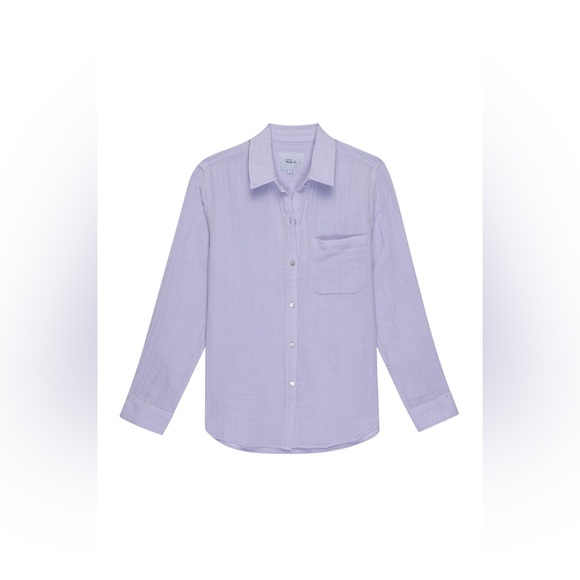 Rails Ellis Long Sleeve Button Down Cotton Gauze Pale Violet Size L - Picture 5 of 12